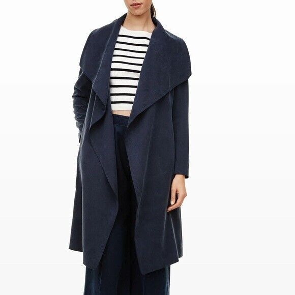 Club Monaco Gideon Navy blue drapey lyocell lined Trench Coat Size M - Picture 1 of 10
